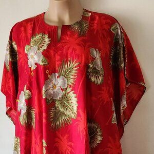 Rima Beach Wear maxi dress OSFA red floral VGUC